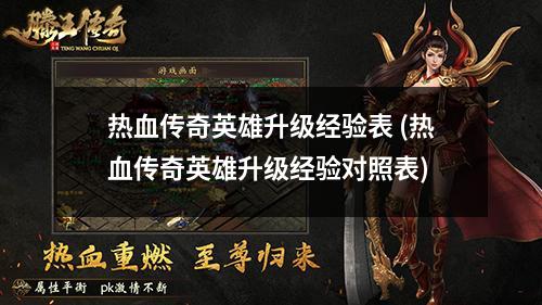 热血传奇英雄升级经验表 (热血传奇英雄升级经验对照表)