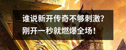 谁说新开传奇不够刺激？刚开一秒就燃爆全场！